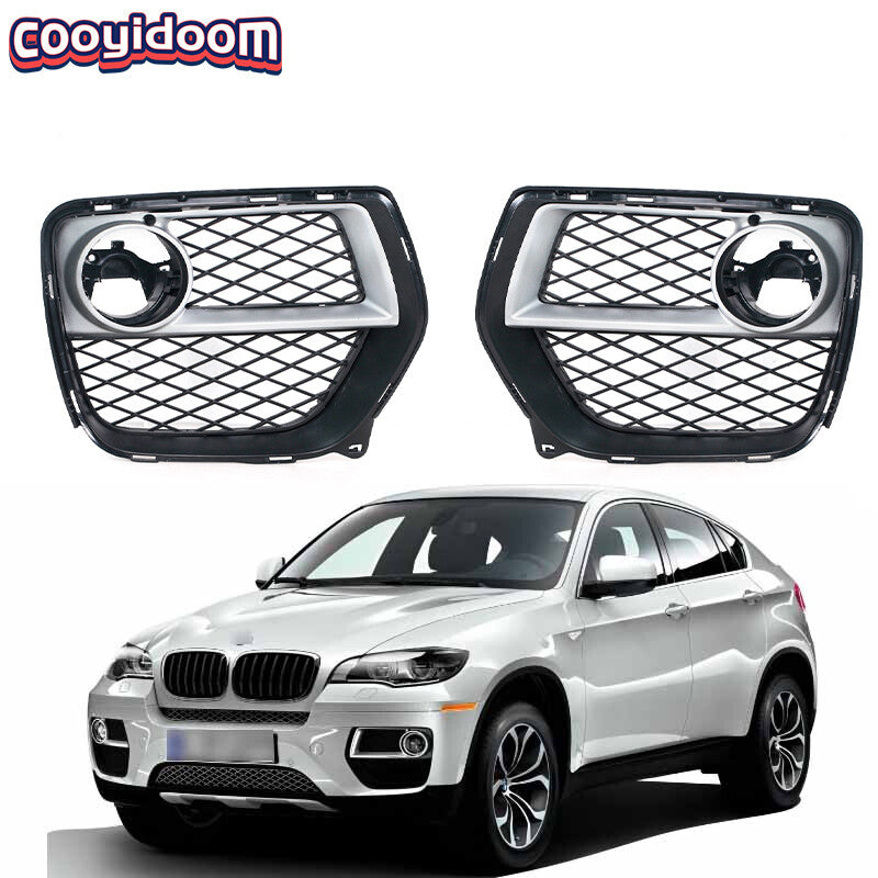 1Pair Front Bumper Fog Light Open Vent Grille Intake Cover for BMW X6 2012-2014