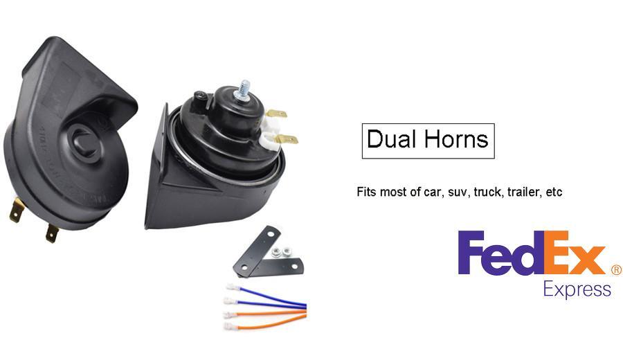 12V 410/510Hz Loud Car Truck Van Dual Pitch Snail Horn Relay Wiring Harness