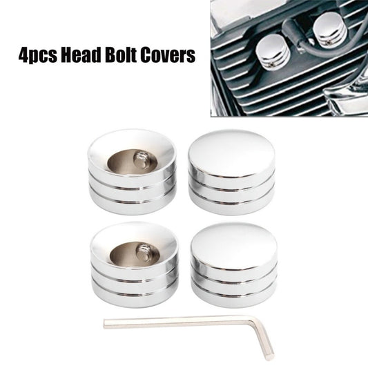 4x Chrome Head Bolt Cap Covers for Harley Sportster Twin Cam Big Twin 1340 Evo