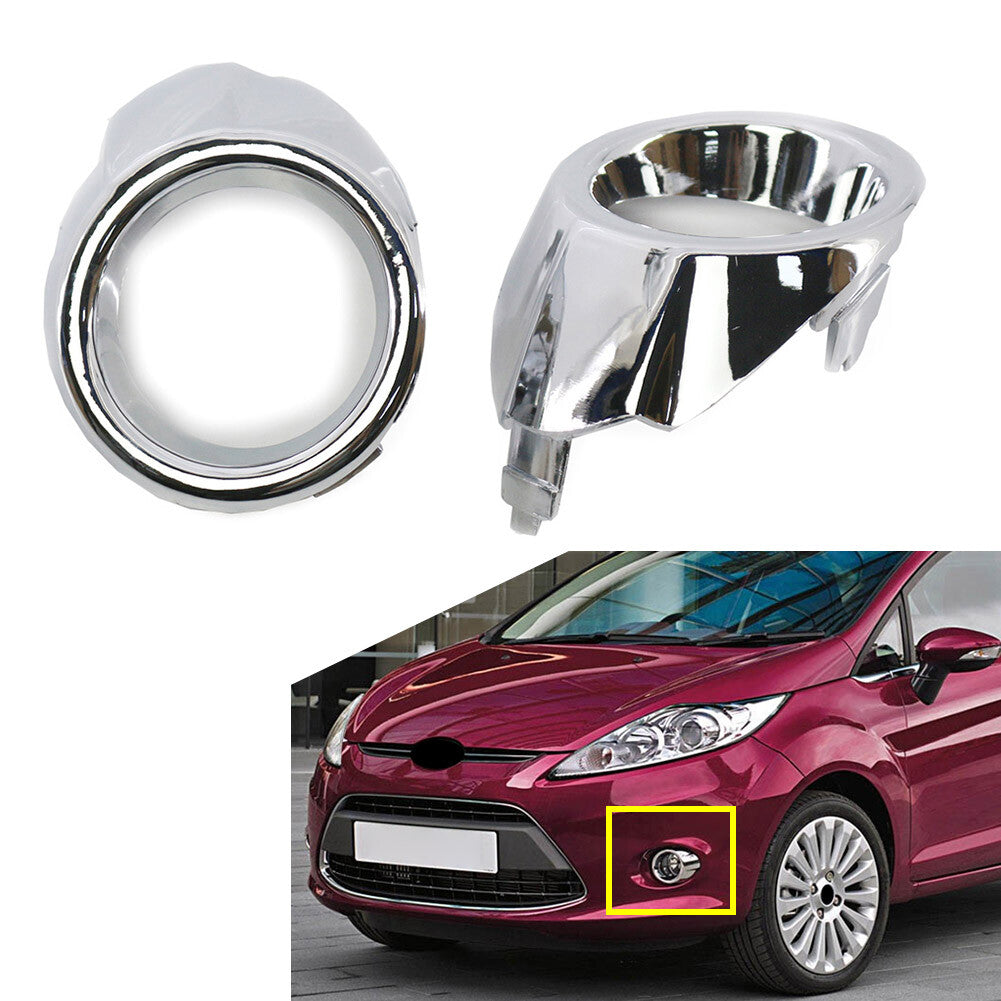 1 Pair Chrome Fog Light Lamp Frame Surround Cover Trim for Ford Fiesta 2008-2012