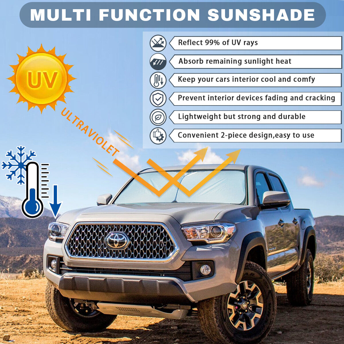 2x for Dodge Car Windshield Sun Shade UV Heat Block Rear Side Window Cover Visor