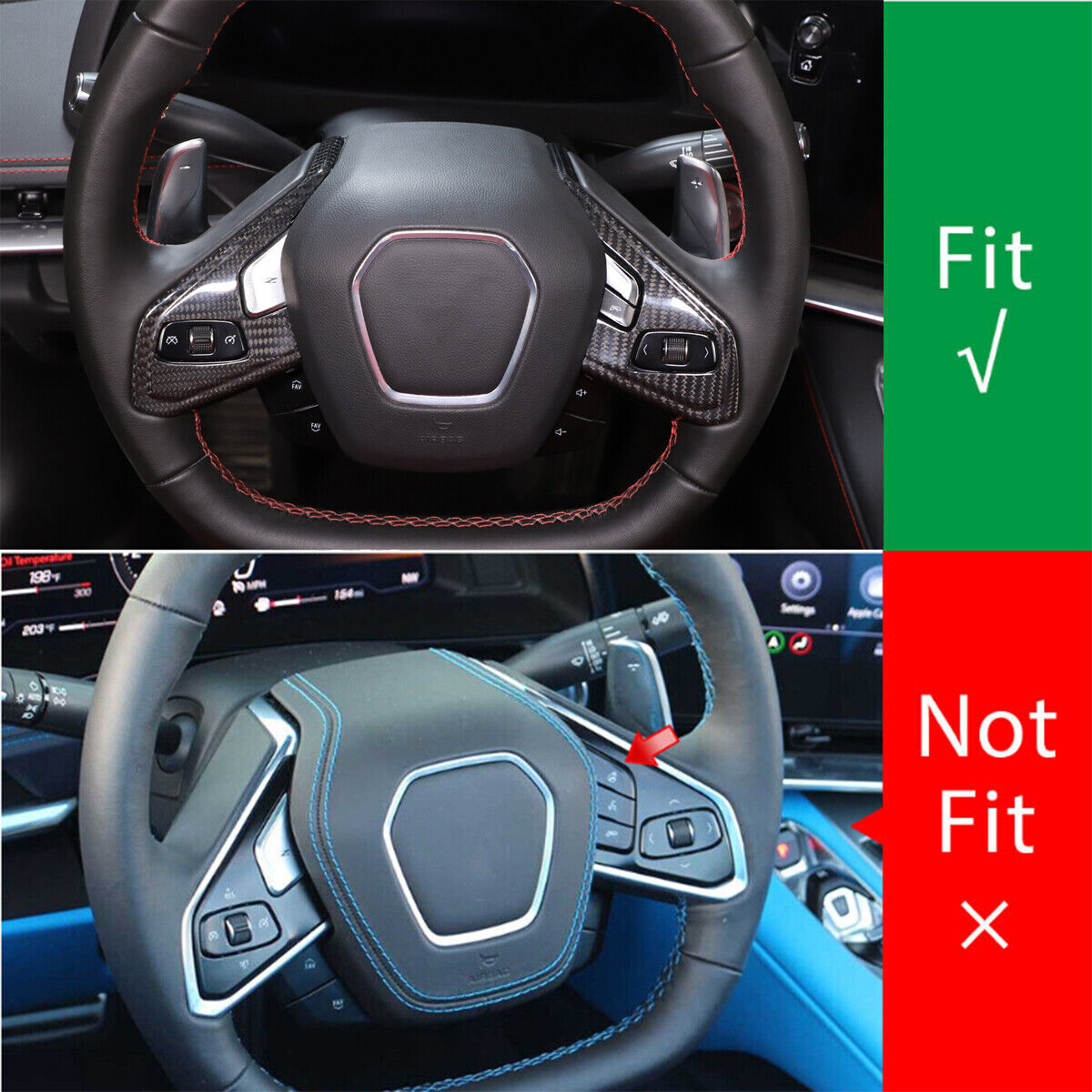 Forged Carbon Fiber Steering Wheel Button Trim for Chevrolet for Corvette C8 2020-23