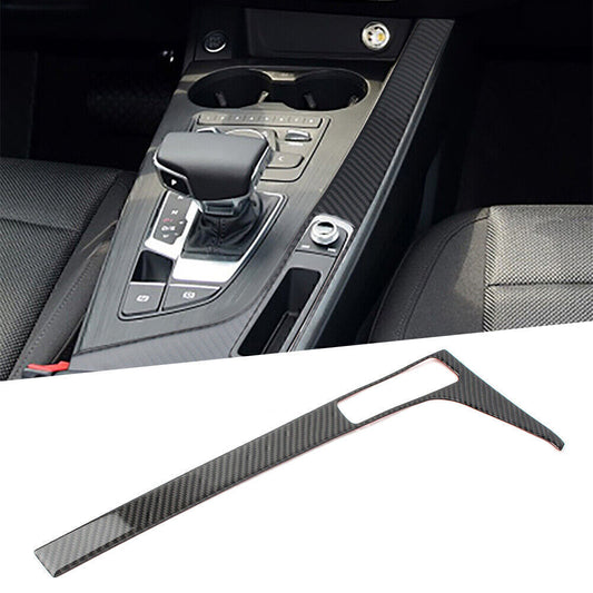 Carbon Fiber Console Gear Shift Box Frame Trim Cover Fit for Audi A4 B9 A5 17-20 LHD