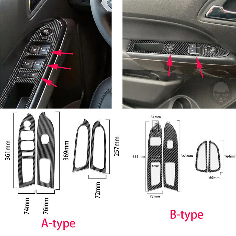 RHD Window Lift Switch Trim for Chevrolet Colorado for GMC for Canyon 15-22 Carbon Fiber
