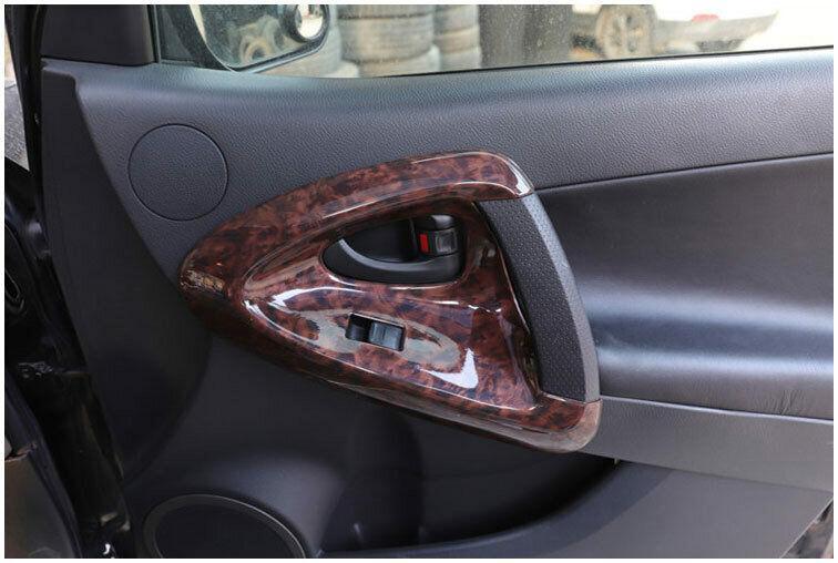 for Toyota RAV4 2006-2012 Brown Wood Grain Interior Door Handle Lock Cover Trim