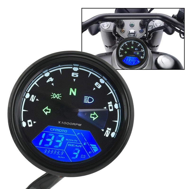 MultiFunction Motorcycle Speed Panel LED Dial Odometer Backlight Tachometer Mete