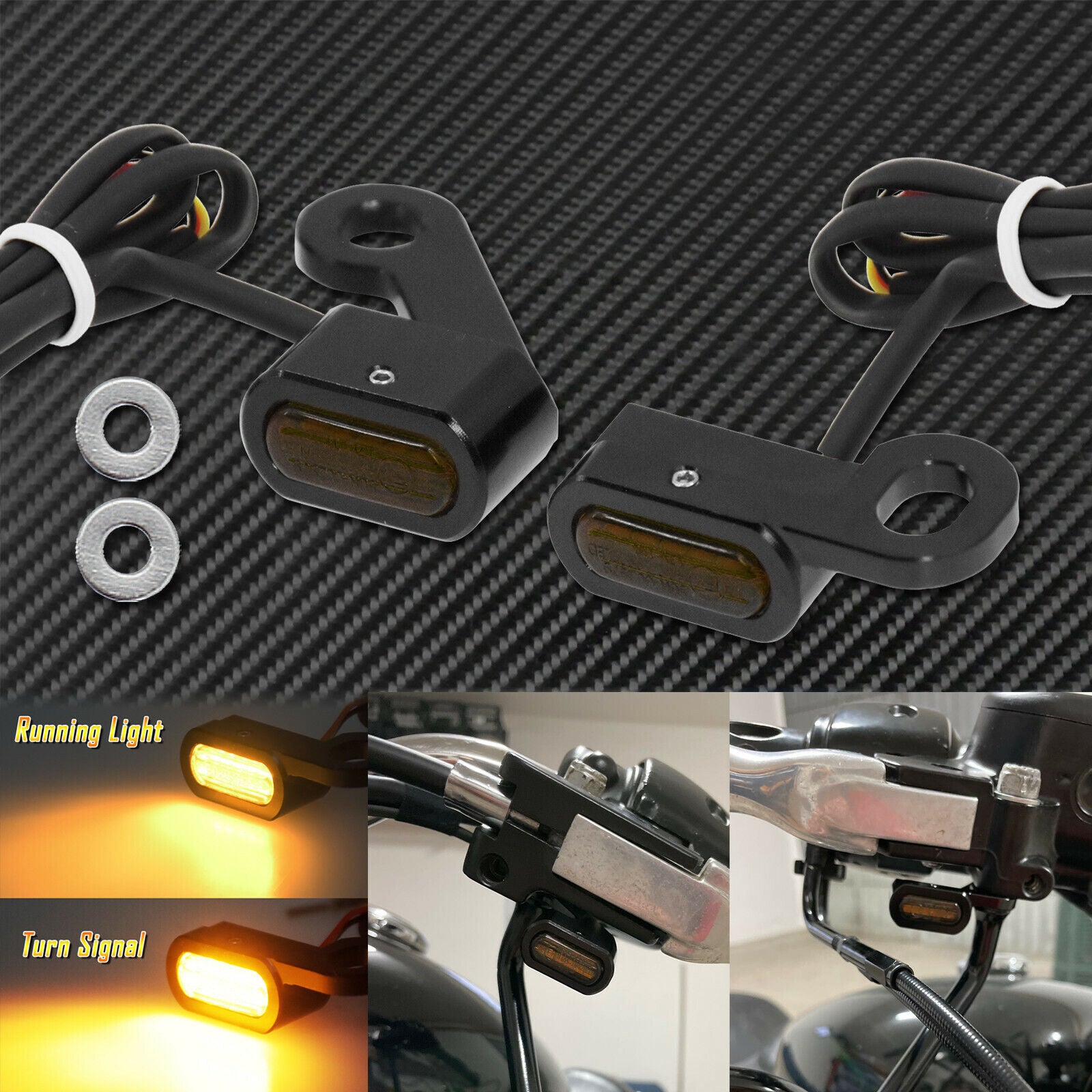 for Mini LED Turn Signal Indicators Clutch Bar Running Light Fit For Sportster 04-22
