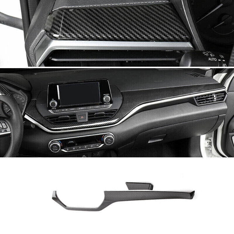 for Nissan Altima Teana 2019-23 Carbon Fiber Center Console Dash Panel Cover 2x