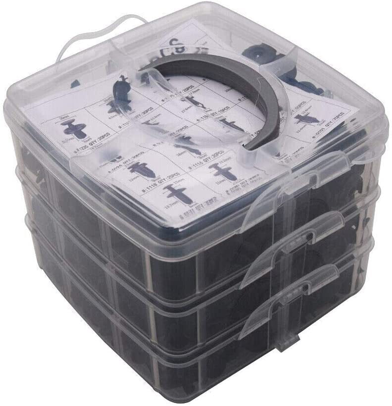 720-piece set of nylon car fasteners, push-button trim clips, rivets, and bumper kits