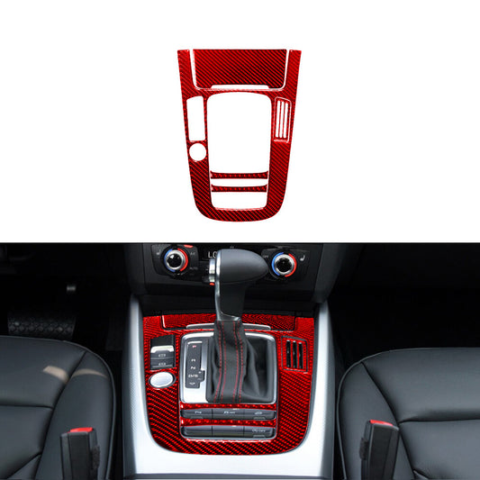 Red 5Pcs Gear Shift Frame Trim Cover Decor Carbon Fiber for Audi Q5 2009-2017
