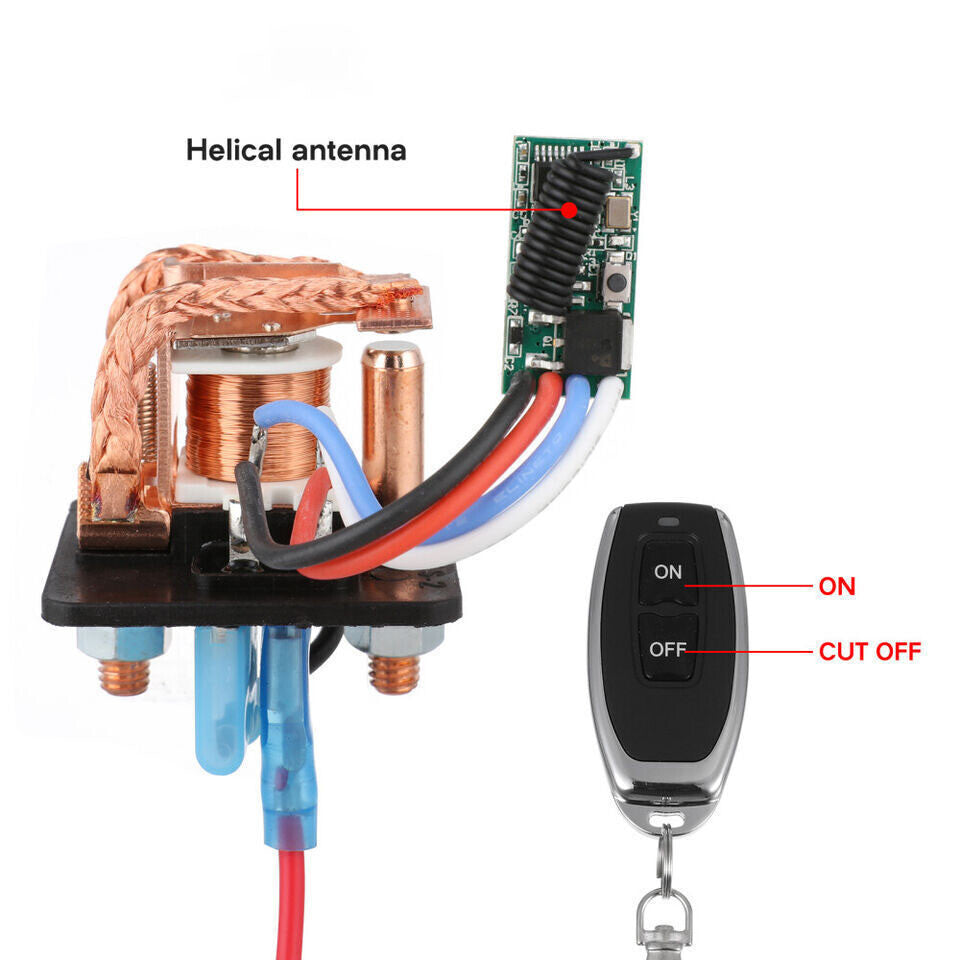 12V Wireless Dual Remote Car Battery Disconnect Relay Master Kill Cut-off Switch