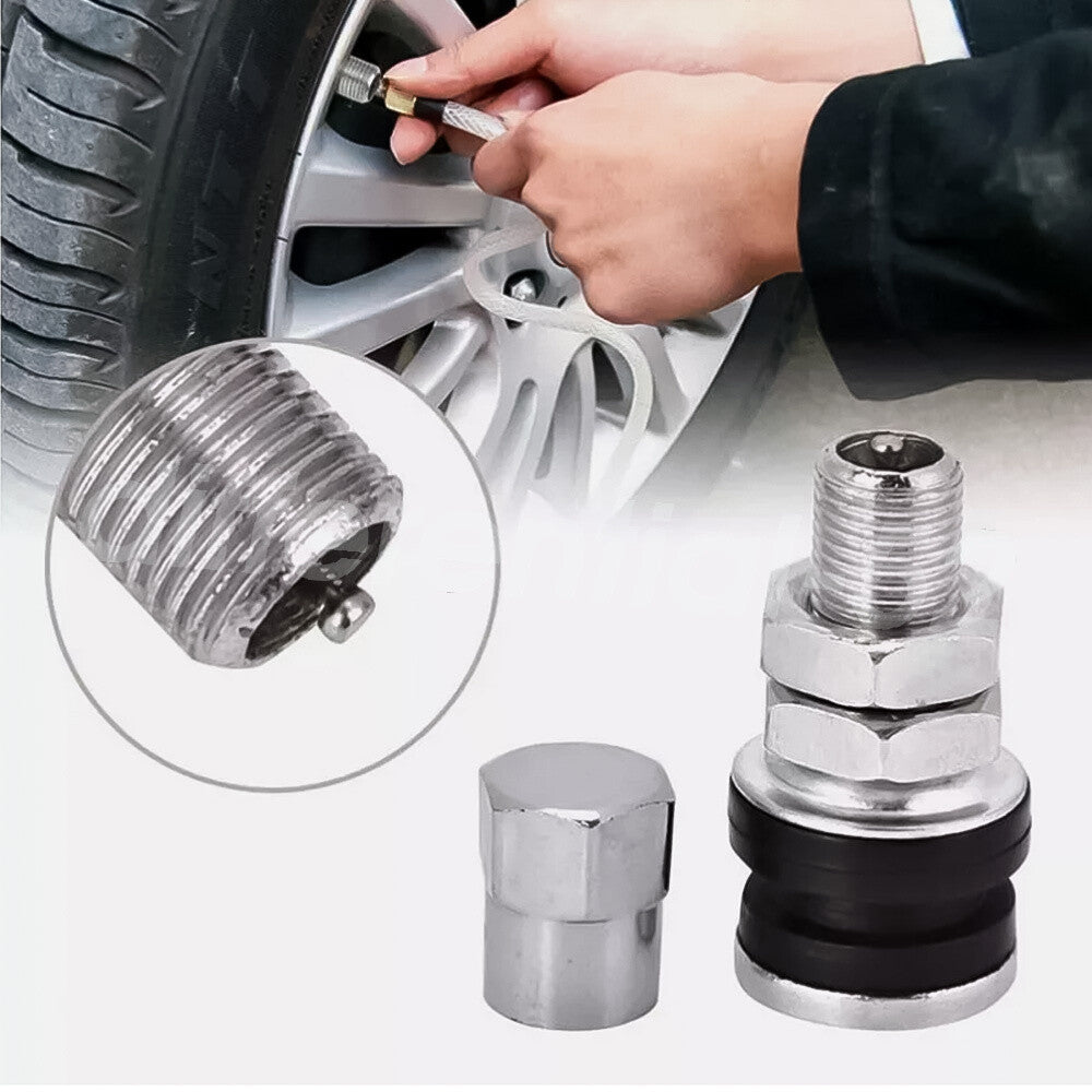 4PCS Metal Chrome Tire Valve Stems High Pressure Bolt Valve Flush Mount
