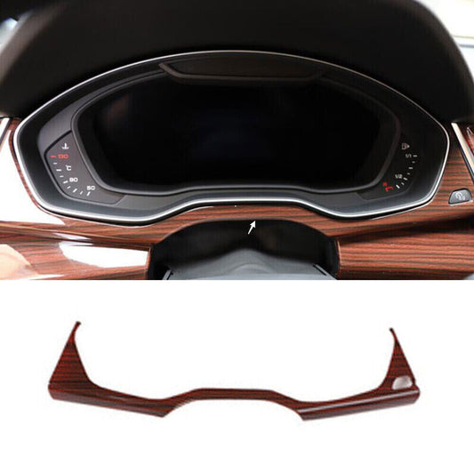 for Audi Q5 2018-2024 Red Wood Grain Inner Instrument Dashboard Panel Trim Cover