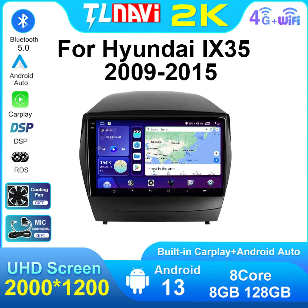 for Hyundai for Tucson 2 LM IX35 GPS Multimedia Player Car Radio Carplay 2009-15