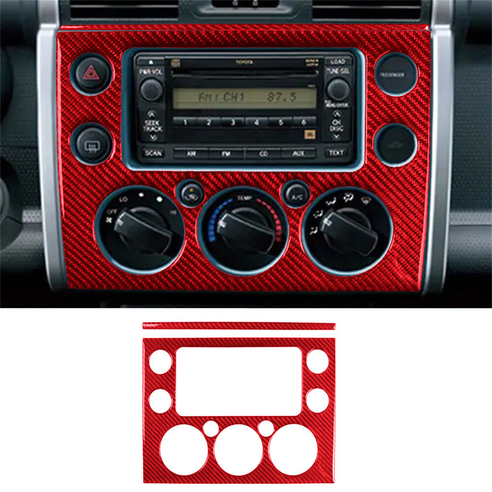 Red Carbon Fiber Center Console Navigation Cover For Toyot@ FJ Cruiser 2007-2021