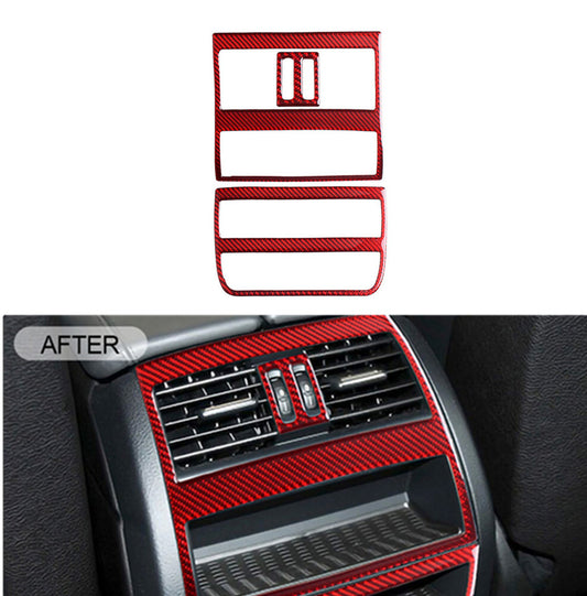 Red Carbon Fiber Rear Air Vent Outlet Cover Trim for BMW 5 Series F10 2011-2017