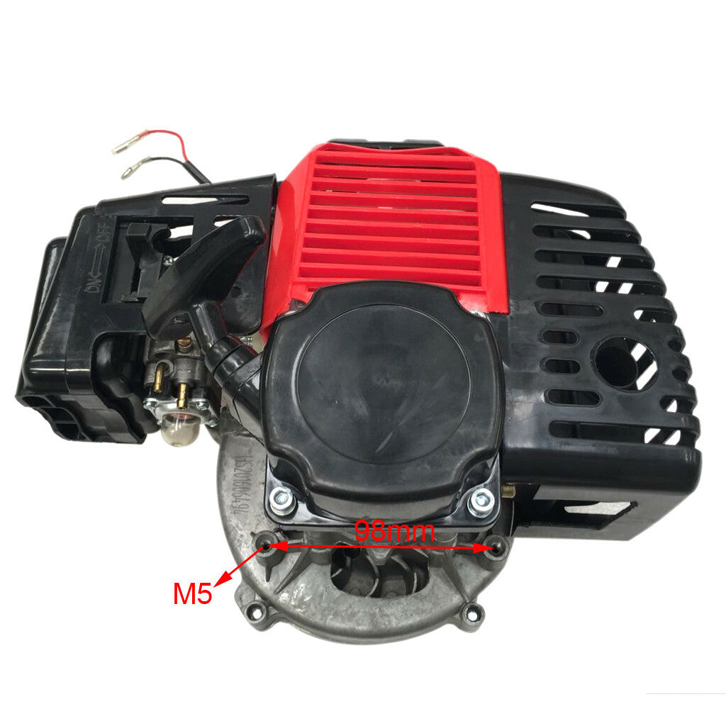 2-stroke engine motor suitable for go-karts, 50cc and 49cc pocket four-wheel drive bikes, all-terrain vehicles, and dune buggies.