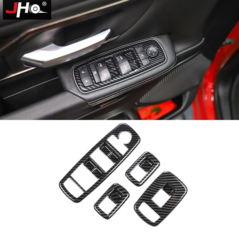Carbon Fiber Style Car Window Lift Panel Switch Cover Trim for Dodge for RAM 1500