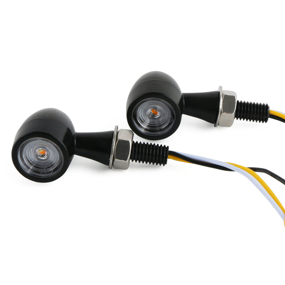 2-Piece Motorcycle LED Turn Signal Lights (DRL) for Bobber Racer Cafe, Amber + Red