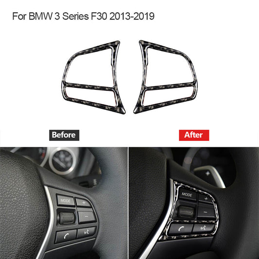 Carbon Fiber Steering Wheel Button Frame Trim Cover for BMW 3 Series F30 2013-18