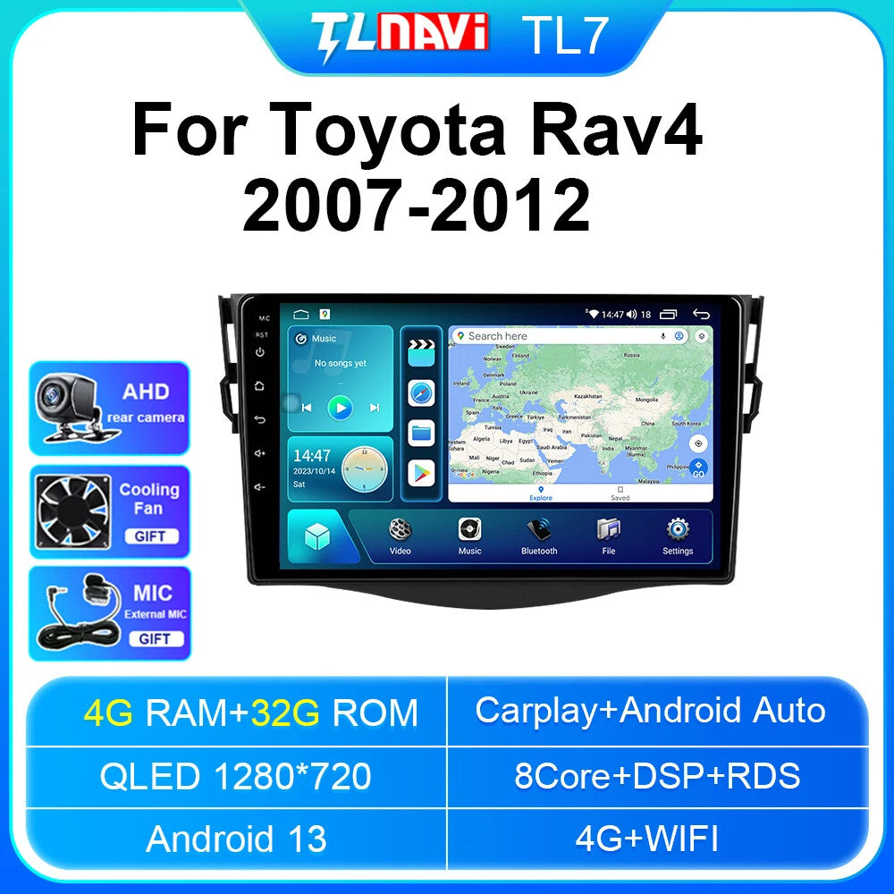 for Toyota RAV 4 2007-2012 Stereo CarPlay Car Radio GPS Multimedia Player Screen