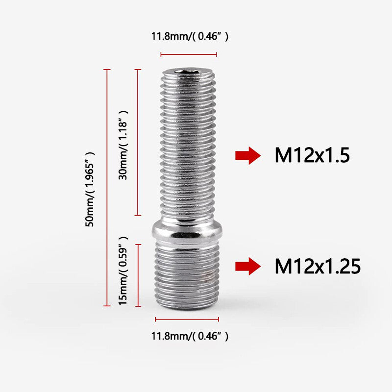 20-piece pack of M121.25 to M12x1.5 extended wheel stud converter lug bolts and screws adapters