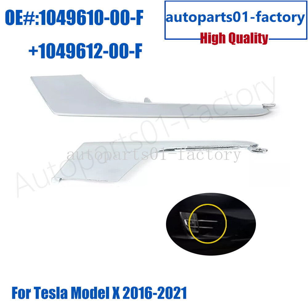 Front Right Upper+Lower Bumper Fog Light Molding Trim forTesla Model X 2016-2021
