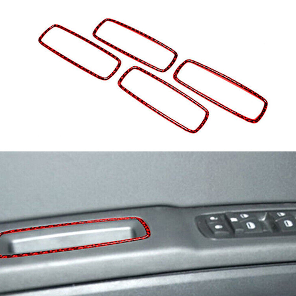 4Pcs Carbon Fiber Inner Door Frame Trim Cover for Dodge Journey 2009-2010 Red
