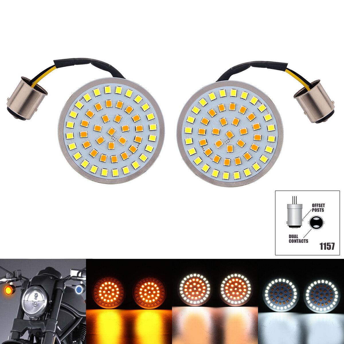 LED 1157 turn signal smoke lens for Harley Touring Softtail Amber White