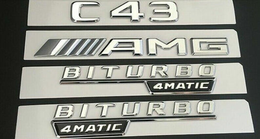 Chrome rear fender badge for C43 AMG BITURBO 4MATIC W205