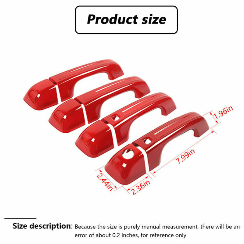 for Dodge for Ram 1500 2018-2021 Hight Version Exterior Door Handle Cover Trims Red