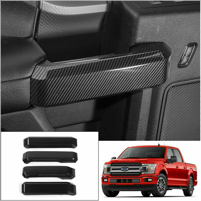 for Ford F150 F-150 2015-2020 Carbon Fiber Inner Door Handle Molding Cover Trim