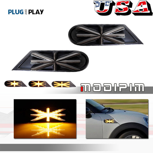 Suitable for Mini Cooper R55 R56 R57 R58 R59 LED side marker lights and flowing turn signals 2X