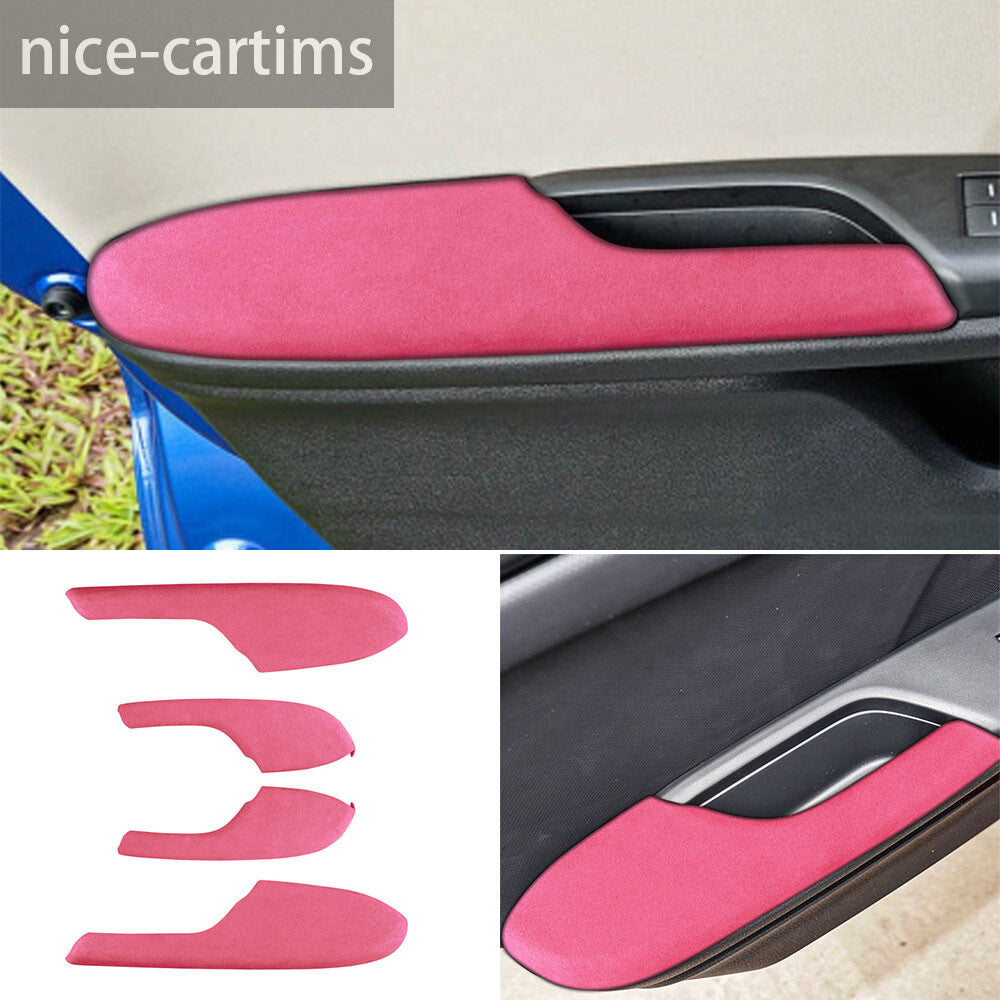 4¡ÁSuede Pink Interior Door Armrest Panel Trim Kit for Honda for Civic 10th 2016-2021