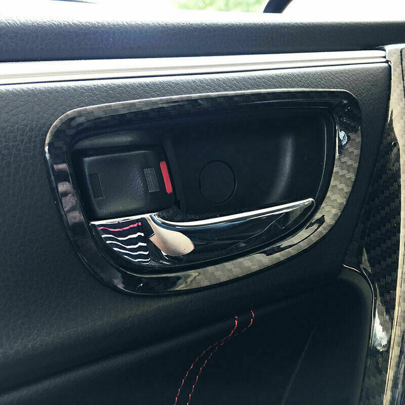 4X for Toyota for Corolla 2014-2018 Carbon Fiber Inner Door Handle Bowl Frame Trim