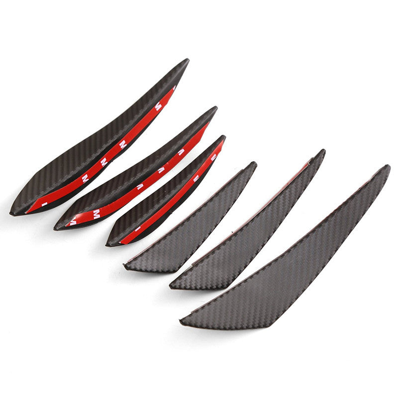 6Pcs Car Front Bumper Fins Canards Splitters Carbon Fiber Look Canard Lip Chin