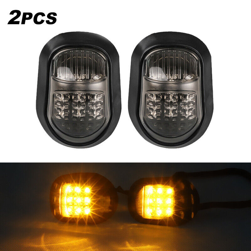 2x Motorcycle 9 LED Flush Mount Turn Signals Indicator Blinker Amber Light Black