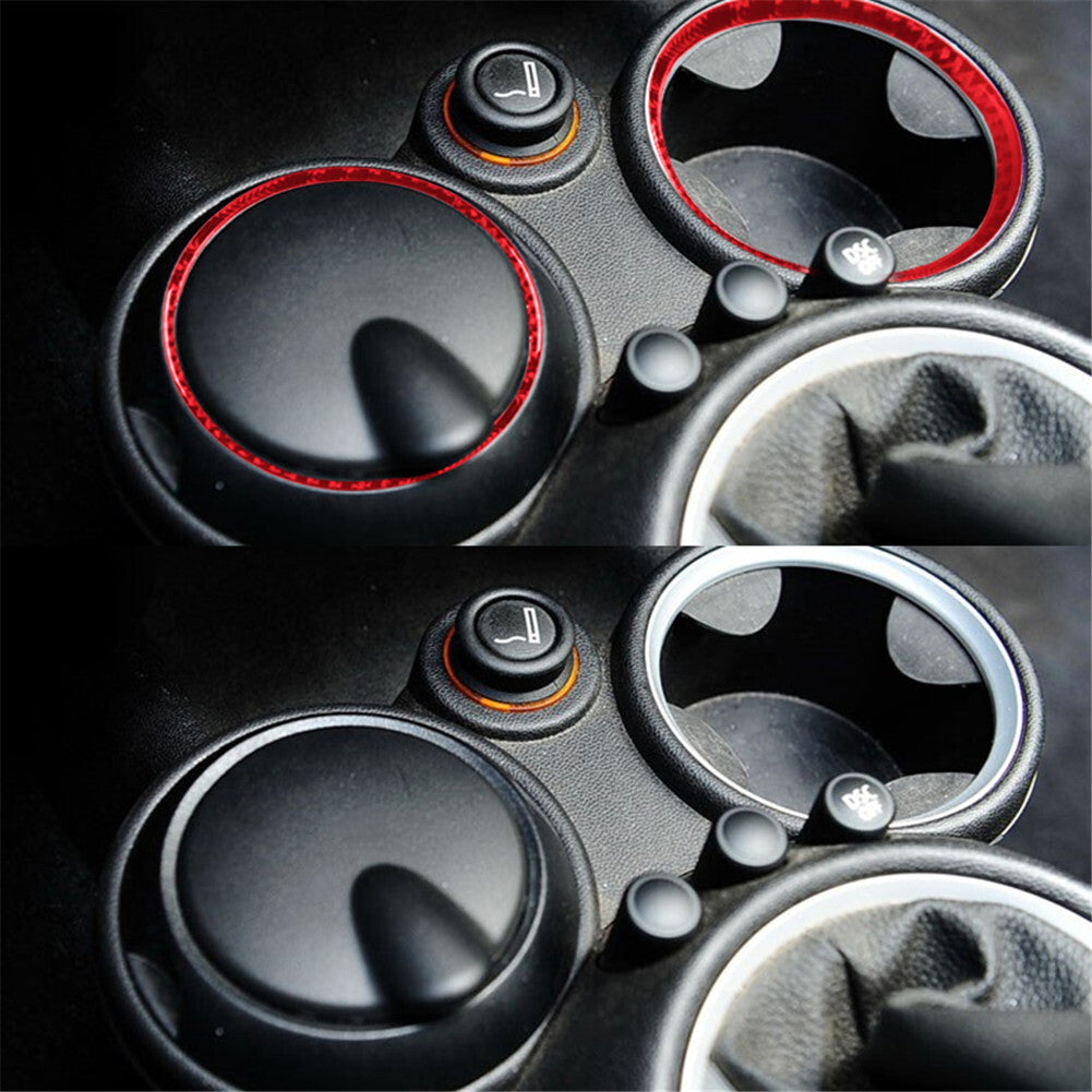 Red Carbon Fiber Middle Cup Holder Trim for Mini Cooper 2007-2010