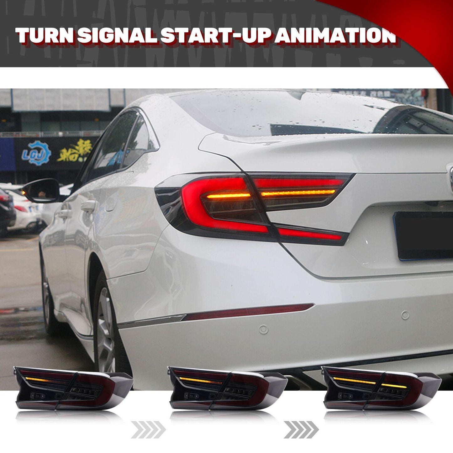 LED smoked taillights for Honda Accord 2018 - 2022 V8 sequential taillights