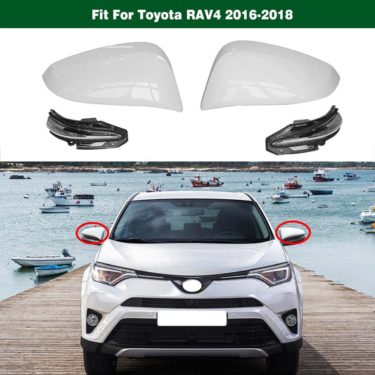 1 pair of side door mirror caps with turn signals, suitable for Toyota RAV4 2016-2018.