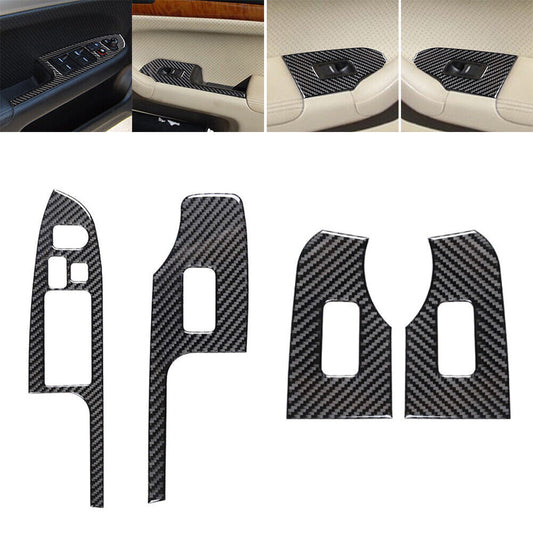 4PCS Carbon Fiber Indoor Window Lift Switch Cover for Acura TSX 2004-08