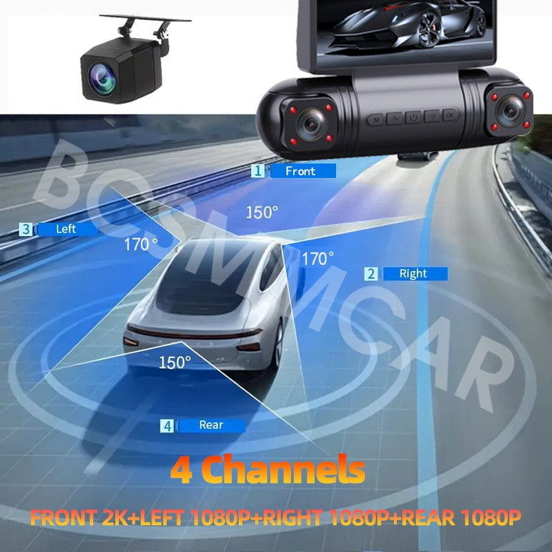 HD Car Dash Cam 4 Lens Front Inside Rotatable Video Recorder WiFi 4 Channels