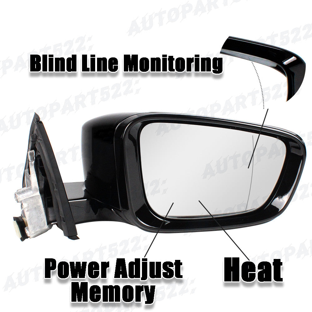 Right Passenger Side Mirror with Camera for BMW G20 G28 2019-2023 Black 9 Pins