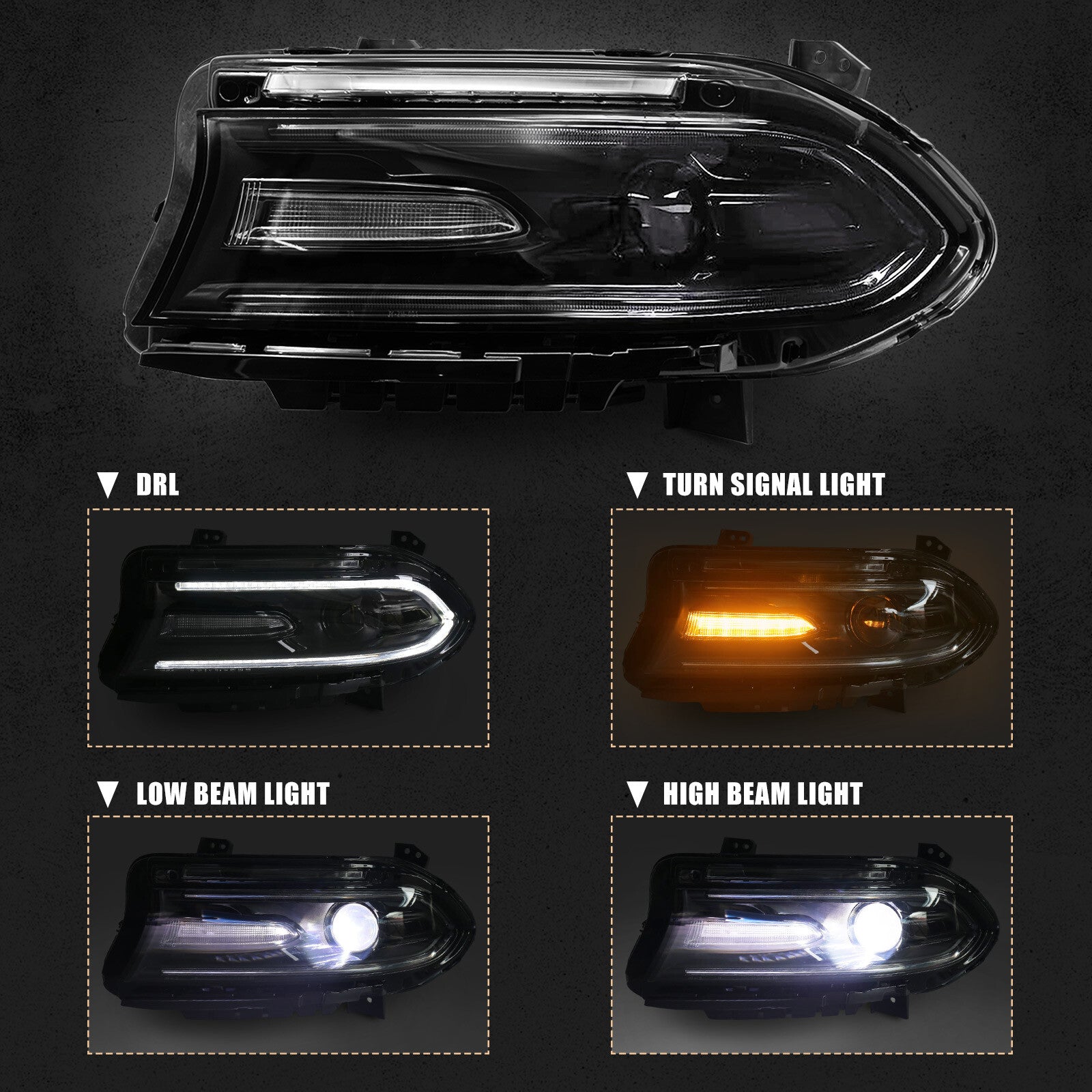 Compatible with 2015-2023 for Dodge Charger HID Xenon Projector Headlight Assembly Driver Left