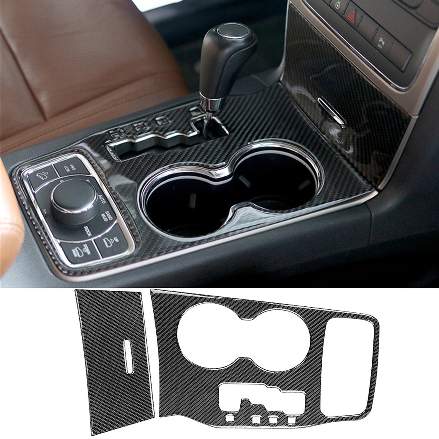 for Jeep Grand Cherokee 2011 2012 2013 Carbon Fiber Gear Shift Trim Frame Cover