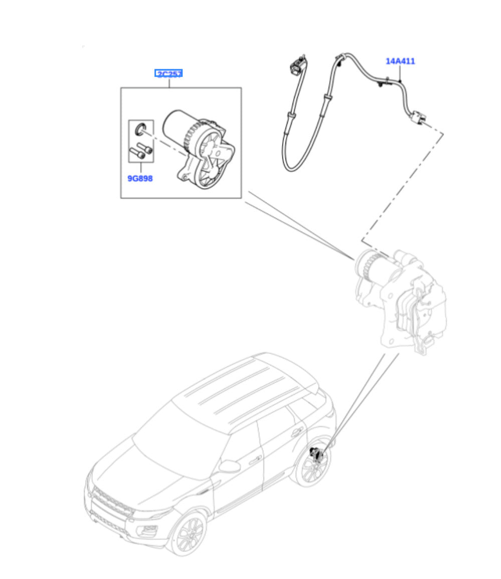 1LR061386 Parking brake actuator for Land Rover Evoque Discovery Sport (right-hand drive)