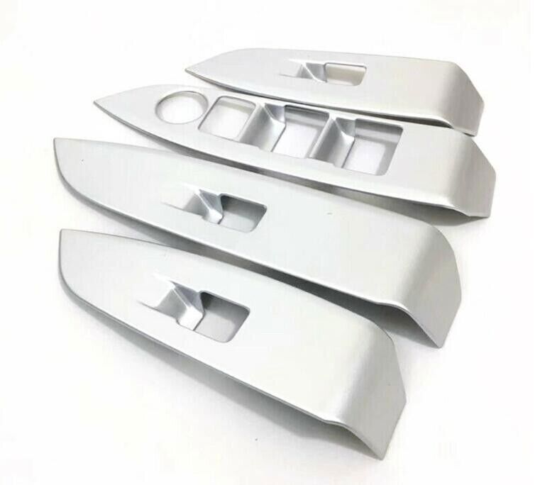 4X ABS Matte Silver Window Lift Switch Panel Cover Trim for Mazda CX-3 2016-2021