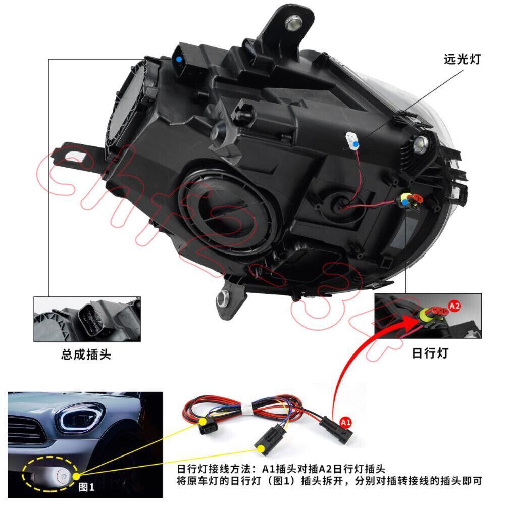 for Mini Countryside R60 10-2016 LED DRL Headlights assembly colorful Beam Lens