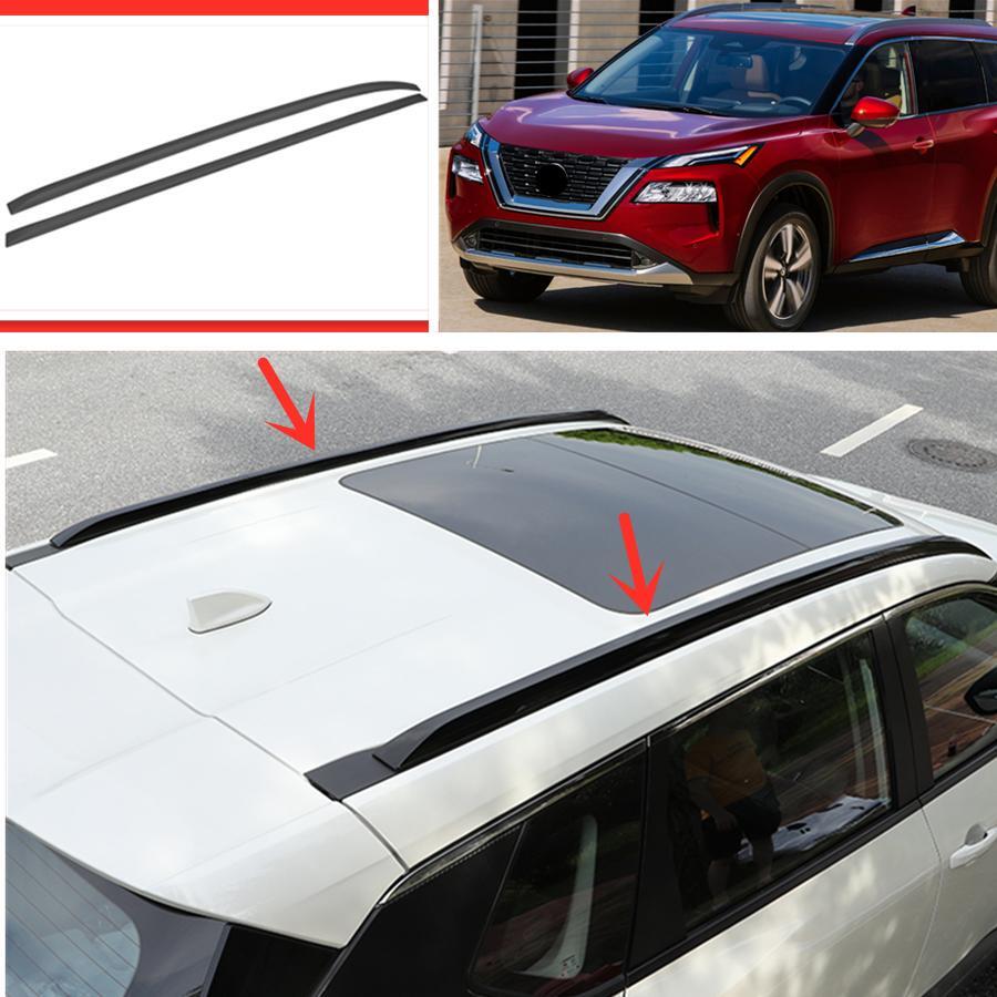 Suitable for 2021 and 2022 for Nissan Rogue, gloss black roof rail side rail luggage compartment cover trim