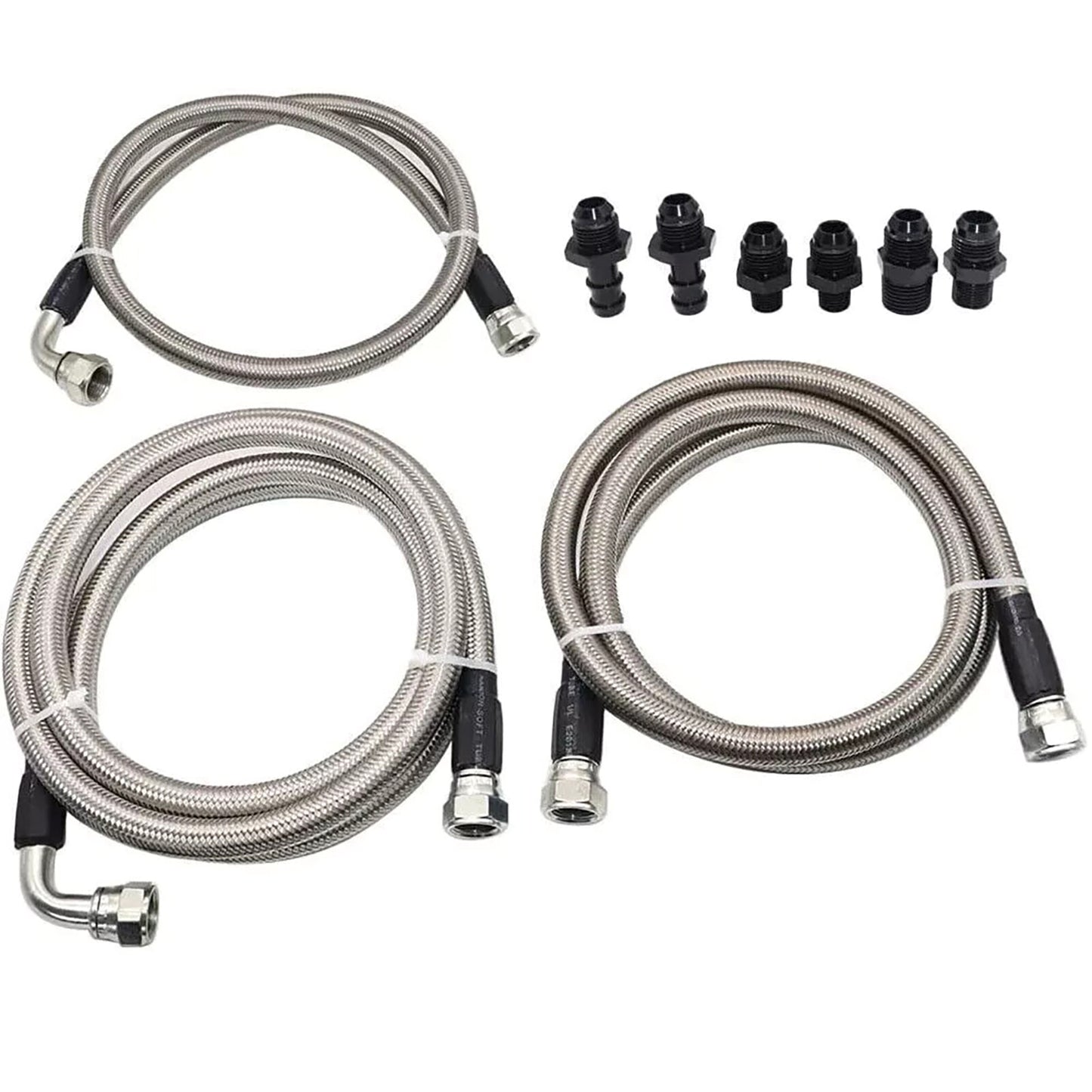 3pcs SS Braided Transmission Lines Transmission Cooler Lines Kit for Dodge 6AN